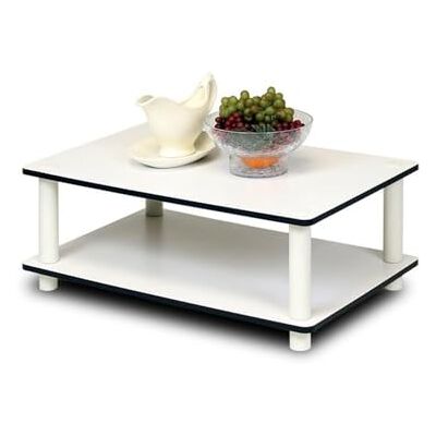 Furinno JUST Moderne salontafel met 2 niveaus met open plank, bijzettafel, zonder gereedschap, voor woonkamer, slaapkamer, thuiskantoor, wit Furinno JUST Moderne salontafel met 2 niveaus met open plank, bijzettafel, zonder gereedschap, voor woonkamer, slaapkamer, thuiskantoor, wit