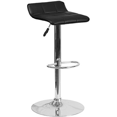 Flash Furniture Moderne barkruk van vinyl, in hoogte verstelbaar, verchroomd, metaal, zwart, 50,8 x 50,8 x 30,48 cm Flash Furniture Moderne barkruk van vinyl, in hoogte verstelbaar, verchroomd, metaal, zwart, 50,8 x 50,8 x 30,48 cm