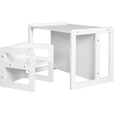 roba Omkeerbare tafel + stoel voor kinderen – set om te zetten in bank en kruk – wit gelakt hout roba Omkeerbare tafel + stoel voor kinderen – set om te zetten in bank en kruk – wit gelakt hout