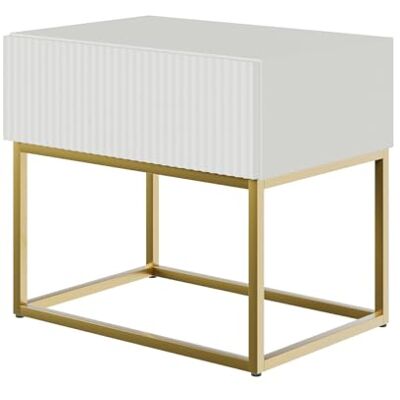 Selsey Veldio Nachtkastje met lade, 50 cm, wit met goudkleurig metalen frame Selsey Veldio Nachtkastje met lade, 50 cm, wit met goudkleurig metalen frame