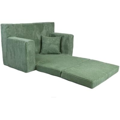 FORTISLINE Uitklapbare bank 83 x 47 x 43 cm Oeko-TEX kind 2-in-1 kinderbed corduroy vele motieven (groen) FORTISLINE Uitklapbare bank 83 x 47 x 43 cm Oeko-TEX kind 2-in-1 kinderbed corduroy vele motieven (groen)