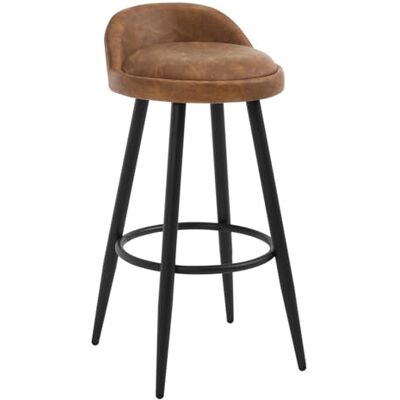 WOLTU Barkruk, barstoel, keukenkinderstoel, met rugleuning en voetensteun, vintage kunstleren kruk, metalen frame, bruin, BH327br-1 WOLTU Barkruk, barstoel, keukenkinderstoel, met rugleuning en voetensteun, vintage kunstleren kruk, metalen frame, bruin, BH327br-1