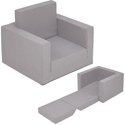 Spetebo 2-in-1 gestoffeerde kinderstoel, grijs, 48 x 41 cm, klapstoel, kinderbank, logeerbed, gevoerde stoel, relaxstoel, leesstoel voor peuters Spetebo 2-in-1 gestoffeerde kinderstoel, grijs, 48 x 41 cm, klapstoel, kinderbank, logeerbed, gevoerde stoel, relaxstoel, leesstoel voor peuters