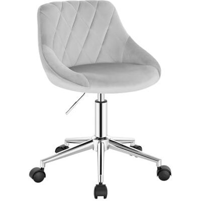 EUGAD 1 x bureaukruk, rolkruk, draaibare en verstelbare kruk, bureaustoel van fluweel met wieltjes, lichtgrijs 0032BGY EUGAD 1 x bureaukruk, rolkruk, draaibare en verstelbare kruk, bureaustoel van fluweel met wieltjes, lichtgrijs 0032BGY