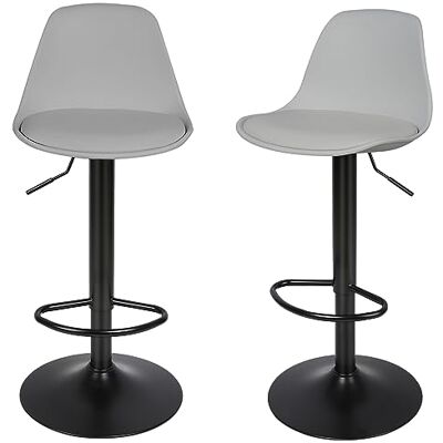 RELOVE Moderne barkruk hoge kruk met rugleuning van kunstleer, verstelbare draaibare keukenhoge stoel (2pc-B lichtgrijs) RELOVE Moderne barkruk hoge kruk met rugleuning van kunstleer, verstelbare draaibare keukenhoge stoel (2pc-B lichtgrijs)