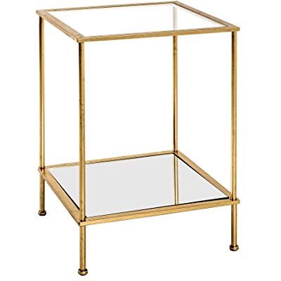 HAKU bijzettafel goud, metaal, gehard glas, spiegel Dim.: L 39 cm x H 55 cm x D 39 cm, Stijl: Art Deco HAKU bijzettafel goud, metaal, gehard glas, spiegel Dim.: L 39 cm x H 55 cm x D 39 cm, Stijl: Art Deco