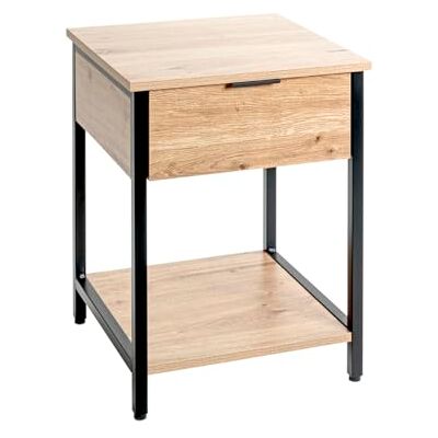 HAKU Bijzettafel eiken, zwart, metaal, spaanplaat honingraat Dim.: L 40 cm x H 55 cm x D 40 cm, Stijl: Modern HAKU Bijzettafel eiken, zwart, metaal, spaanplaat honingraat Dim.: L 40 cm x H 55 cm x D 40 cm, Stijl: Modern