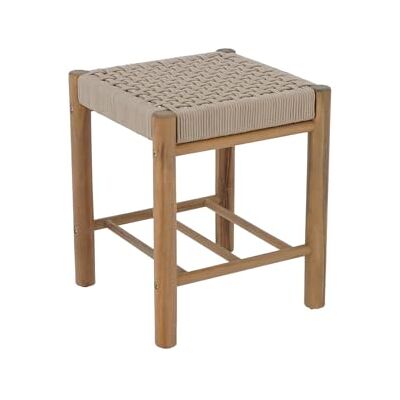 BAÏTA Tabouret intérieur et extérieur AVI en Bois d'acacia et Corde Beige BAÏTA Tabouret intérieur et extérieur AVI en Bois d'acacia et Corde Beige
