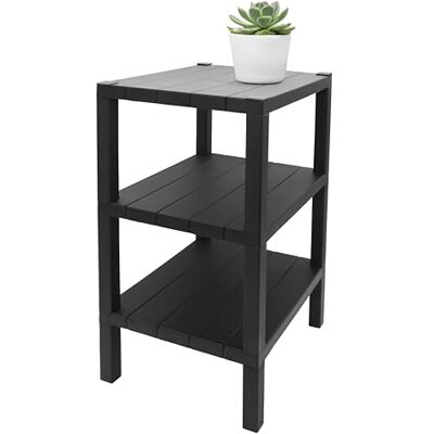 Spetebo Grote bijzettafel van kunststof, antraciet, 72 x 33 cm, rechthoekige vrijstaande plank met 3 niveaus, salontafel, nachtkastje, balkontafel, decoratieve tafel, balkonrek Spetebo Grote bijzettafel van kunststof, antraciet, 72 x 33 cm, rechthoekige vrijstaande plank met 3 niveaus, salontafel, nachtkastje, balkontafel, decoratieve tafel, balkonrek