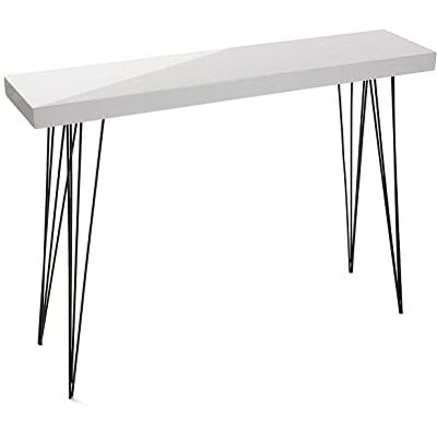 Versa White Dallas Smalle hal of entree hal meubilair, Console Tafel, , Afmetingen (H x B x H) 80 x 25 x 110 cm, Hout en Metaal, Kleur Wit Versa White Dallas Smalle hal of entree hal meubilair, Console Tafel, , Afmetingen (H x B x H) 80 x 25 x 110 cm, Hout en Metaal, Kleur Wit
