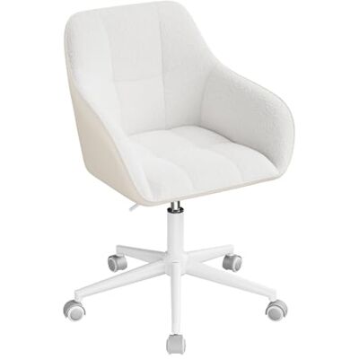 WOLTU Bureaustoel met armleuningen en wielen, in hoogte verstelbare draaistoel, make-upstoel, krullend PU, crème+grijs BS175grcm WOLTU Bureaustoel met armleuningen en wielen, in hoogte verstelbare draaistoel, make-upstoel, krullend PU, crème+grijs BS175grcm
