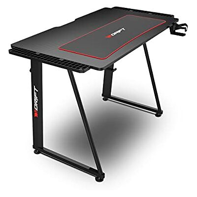 DRIFT GAMING DRDZ75 speeltafel met koolstofvezelplaat met complete mat voor kopjes en hoofdtelefoons, verstelbare voeten, zwart DRIFT GAMING DRDZ75 speeltafel met koolstofvezelplaat met complete mat voor kopjes en hoofdtelefoons, verstelbare voeten, zwart