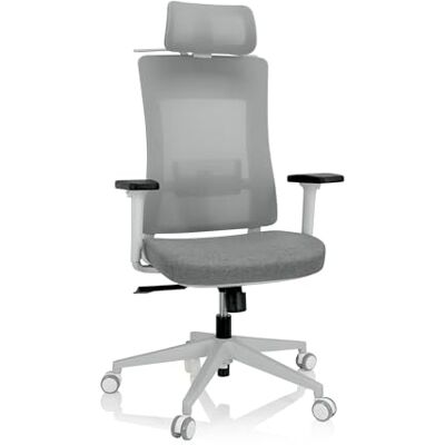 hjh OFFICE 810038 Comfio WMH ergonomische bureaustoel draaistoel met verstelbare hoofdsteun en lendensteun, grijs hjh OFFICE 810038 Comfio WMH ergonomische bureaustoel draaistoel met verstelbare hoofdsteun en lendensteun, grijs