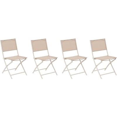HESPERIDE Hespéride Set van 4 klapstoelen Modula beige linnen gepoedercoat staal Texaline Afmetingen 46 x 52 x 87 cm Opvouwbaar buitenmeubel HESPERIDE Hespéride Set van 4 klapstoelen Modula beige linnen gepoedercoat staal Texaline Afmetingen 46 x 52 x 87 cm Opvouwbaar buitenmeubel
