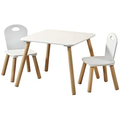 Kesper kindertafel met 2 stoelen 1771213, afmetingen: tafel 55 x 55 x 45 cm, stoel 27,5 x 27,5 x 50,5 cm, wit Kesper kindertafel met 2 stoelen 1771213, afmetingen: tafel 55 x 55 x 45 cm, stoel 27,5 x 27,5 x 50,5 cm, wit