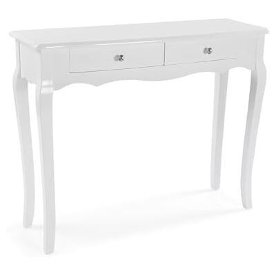Versa Cagliari Witte consoletafel, Fusion-Chic stijl, 80 x 100 x 35 cm, gelakt hout, wit Versa Cagliari Witte consoletafel, Fusion-Chic stijl, 80 x 100 x 35 cm, gelakt hout, wit