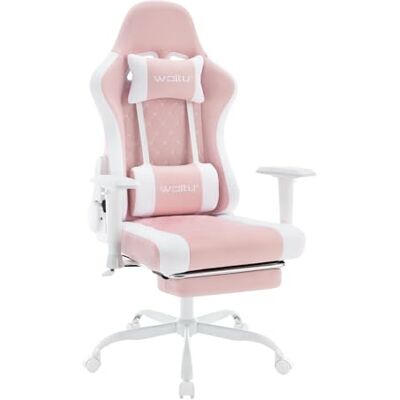WOLTU Gamingstoel met massagetherapeut, ergonomische bureaustoel, bureaustoel met hoofdsteun en lendensteun, gamingstoel 150 kg kantelbaar, netstof, roze + wit, WOLTU Gamingstoel met massagetherapeut, ergonomische bureaustoel, bureaustoel met hoofdsteun en lendensteun, gamingstoel 150 kg kantelbaar, netstof, roze + wit,