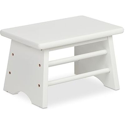 Relaxdays Bamboe voetenbank tot 100 kg, stabiele opstapkruk 20 x 33 x 21,5 cm (h x b x d), kinderbadkruk, wit Relaxdays Bamboe voetenbank tot 100 kg, stabiele opstapkruk 20 x 33 x 21,5 cm (h x b x d), kinderbadkruk, wit