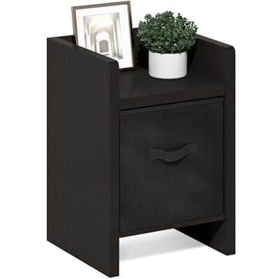 Furinno Viola Table d'appoint avec bacs de rangement Chêne foncé/noir Furinno Viola Table d'appoint avec bacs de rangement Chêne foncé/noir