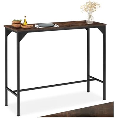 tectake ® Hoge eettafel met stalen frame in industriële stijl en warm houten blad, ruimtebesparend en in hoogte verstelbaar, eenvoudige installatie voor eetkamer, keuken en bar tectake ® Hoge eettafel met stalen frame in industriële stijl en warm houten blad, ruimtebesparend en in hoogte verstelbaar, eenvoudige installatie voor eetkamer, keuken en bar