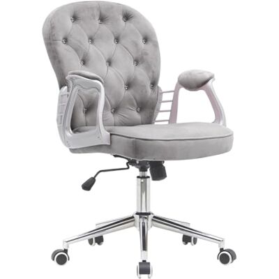BAKAJI Bureaustoel van fluweel met extra zachte bekleding en Shabby Chic textuur, ergonomische bureaustoel met gashoogteverstelling 95-105 cm (grijs) BAKAJI Bureaustoel van fluweel met extra zachte bekleding en Shabby Chic textuur, ergonomische bureaustoel met gashoogteverstelling 95-105 cm (grijs)