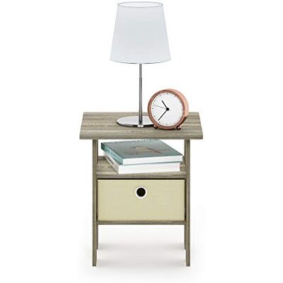 Furinno Andrey Bijzettafel, nachtkastje met vuilnislade, sonoma eiken/ivoor Furinno Andrey Bijzettafel, nachtkastje met vuilnislade, sonoma eiken/ivoor