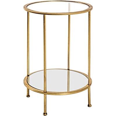 HAKU bijzettafel goud, metaal, gehard glas, spiegel Dim.: H 55 cm x Ø 38 cm, Stijl: Art Deco HAKU bijzettafel goud, metaal, gehard glas, spiegel Dim.: H 55 cm x Ø 38 cm, Stijl: Art Deco