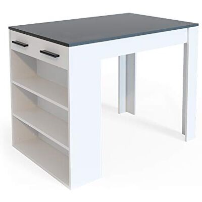 Vicco Bartafel, eettafel, bistrotafel, eettafel, met lade en rek, bar, naar keuze met barkruk (wit-antraciet, zonder barkruk) Vicco Bartafel, eettafel, bistrotafel, eettafel, met lade en rek, bar, naar keuze met barkruk (wit-antraciet, zonder barkruk)