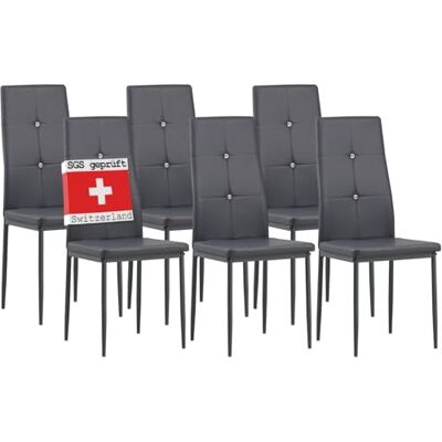 Albatros Set van 6 eetkamerstoelen Diamond, grijs Elegante diamanten look Comfortabele kunstleren bekleding Keukenstoel, eetkamerstoel of moderne eettafel Albatros Set van 6 eetkamerstoelen Diamond, grijs Elegante diamanten look Comfortabele kunstleren bekleding Keukenstoel, eetkamerstoel of moderne eettafel