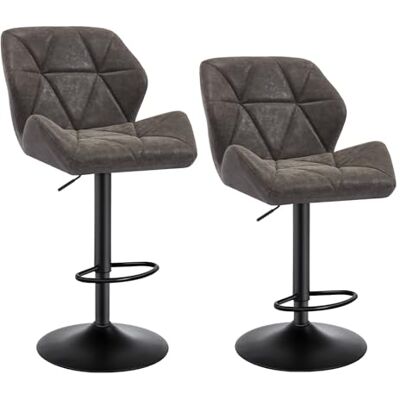 WOLTU Barkrukken Grijs Set van 2 in Kunstleer en metaal,360°Draaistoel Verstelbare Barstoelen met Rugleuning En Voetensteun,BH287gr-2 Ascenseur à gaz pivotant réglable, repose-pieds en métal et base noire, dossier, pour comptoir de cuisine WOLTU Barkrukken Grijs Set van 2 in Kunstleer en metaal,360°Draaistoel Verstelbare Barstoelen met Rugleuning En Voetensteun,BH287gr-2 Ascenseur à gaz pivotant réglable, repose-pieds en métal et base noire, dossier, pour comptoir de cuisine