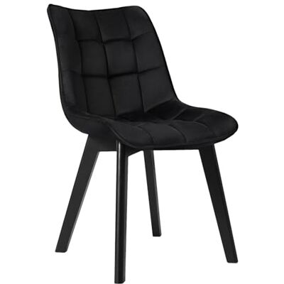 EUGAD 0656BY-1 Eetkamerstoel fluweel zitting houten poten, moderne stoel voor keuken, slaapkamer, woonkamer, zwart, 1 stuk EUGAD 0656BY-1 Eetkamerstoel fluweel zitting houten poten, moderne stoel voor keuken, slaapkamer, woonkamer, zwart, 1 stuk