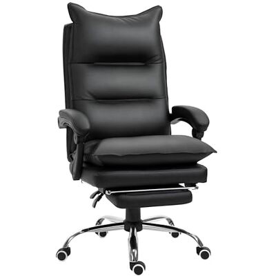 Vinsetto Bureaustoel, kunstleer, breed, gevoerde zitting, zwart Vinsetto Bureaustoel, kunstleer, breed, gevoerde zitting, zwart