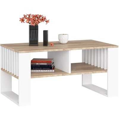 AKORD Salontafel Rockford Sonoma eiken 92 cm met witte pootstructuur A92 x B 45 x F53 cm AKORD Salontafel Rockford Sonoma eiken 92 cm met witte pootstructuur A92 x B 45 x F53 cm