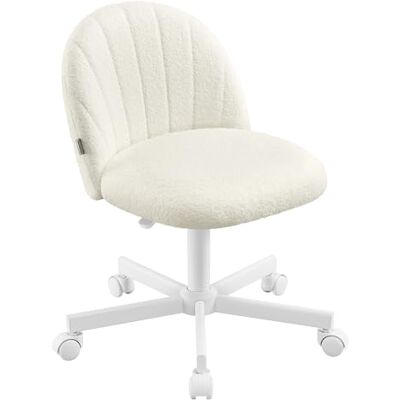 SONGMICS Bureaustoel, zonder armleuningen, draaibaar, krulstof Ergonomische stoel, 60 x 60 x (73-88) cm, in hoogte verstelbaar, voor kantoor, wit, Laela collectie, OBG027WD01 SONGMICS Bureaustoel, zonder armleuningen, draaibaar, krulstof Ergonomische stoel, 60 x 60 x (73-88) cm, in hoogte verstelbaar, voor kantoor, wit, Laela collectie, OBG027WD01