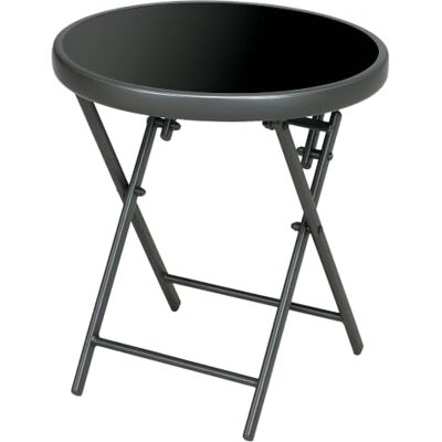 Outsunny Salontafel met tafelblad van gehard glas, frame van staal, rond Kleine bijzettafel, metalen frame, voor buiten, voor terras, balkon, tuin Outsunny Salontafel met tafelblad van gehard glas, frame van staal, rond Kleine bijzettafel, metalen frame, voor buiten, voor terras, balkon, tuin