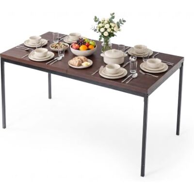 FurnitureR Eettafel, vintage houten bureau, metalen frame, rechthoekige keukentafel met verstelbare poten voor eetkamer, woonkamer, 150 x 75 x 75 cm, bruin bureau en poten FurnitureR Eettafel, vintage houten bureau, metalen frame, rechthoekige keukentafel met verstelbare poten voor eetkamer, woonkamer, 150 x 75 x 75 cm, bruin bureau en poten