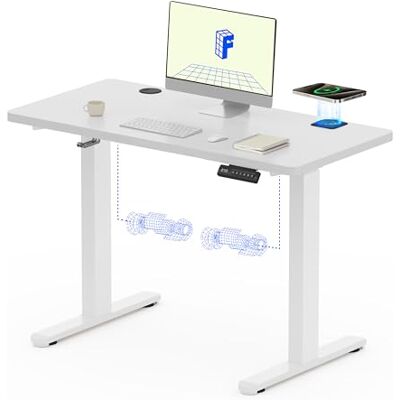 FLEXISPOT Zit-stabureau met draadloos opladen, 2 krachtige motoren, 80 kg belasting, in hoogte verstelbaar elektrisch bureau, statafel met geheugenfunctie en anti-botsingsfunctie, 110 x 54 cm FLEXISPOT Zit-stabureau met draadloos opladen, 2 krachtige motoren, 80 kg belasting, in hoogte verstelbaar elektrisch bureau, statafel met geheugenfunctie en anti-botsingsfunctie, 110 x 54 cm