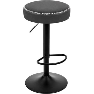 EUGAD Hoge kruk, in hoogte verstelbare ontbijtkruk, gevoerde draaistoel, vintage PU-barstoelen, antraciet EUGAD Hoge kruk, in hoogte verstelbare ontbijtkruk, gevoerde draaistoel, vintage PU-barstoelen, antraciet