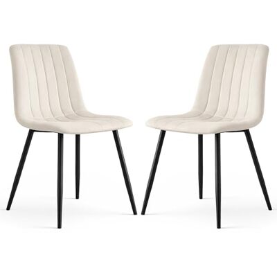 AKORD LIVO Set van 2 fluwelen gestoffeerde eetkamerstoelen, zwarte metalen poten, maximale belasting 130 kg, voor keuken en eetkamer, 43,5 x 45,5 x 87 cm, beige AKORD LIVO Set van 2 fluwelen gestoffeerde eetkamerstoelen, zwarte metalen poten, maximale belasting 130 kg, voor keuken en eetkamer, 43,5 x 45,5 x 87 cm, beige