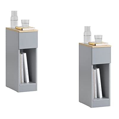 SoBuy FBT111-HGx2 Nachtkastje met lade, bijzettafel, nachtkastje, bankuiteinde (2, grijs, 20 x 35 x 60 cm) SoBuy FBT111-HGx2 Nachtkastje met lade, bijzettafel, nachtkastje, bankuiteinde (2, grijs, 20 x 35 x 60 cm)