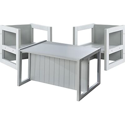 roba Set met tafel en 2 kinderstoelen – omkeerbaar in 3 hoogtes – landelijke stijl – grijs roba Set met tafel en 2 kinderstoelen – omkeerbaar in 3 hoogtes – landelijke stijl – grijs