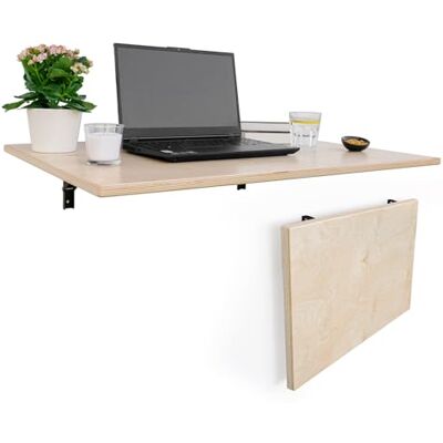 CAWI Wandklaptafel van robuust massief hout: ruimtebesparend, opvouwbare keukentafel en zwevend bureau CAWI Wandklaptafel van robuust massief hout: ruimtebesparend, opvouwbare keukentafel en zwevend bureau