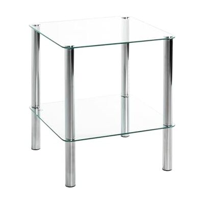 HAKU bijzettafel verchroomd, metaal, gehard glas Dim.: L 39 cm x H 47 cm x D 39 cm, Stijl: Modern HAKU bijzettafel verchroomd, metaal, gehard glas Dim.: L 39 cm x H 47 cm x D 39 cm, Stijl: Modern