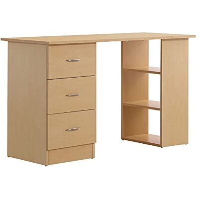 HOMCOM Computer-bureau, multifunctioneel, 3 laden, 2 legplanken, afmetingen: 120 x 49 x 72 cm, MDF, licht hout HOMCOM Computer-bureau, multifunctioneel, 3 laden, 2 legplanken, afmetingen: 120 x 49 x 72 cm, MDF, licht hout