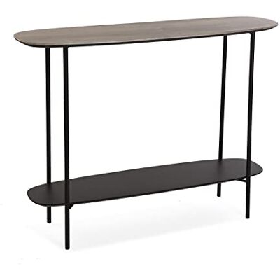 Versa Salem Smal entree meubel voor entree of hal, met onderste plank, afmetingen (H x L x B) 75 x 30 x 100 cm, hout en metaal, bruin en zwart Versa Salem Smal entree meubel voor entree of hal, met onderste plank, afmetingen (H x L x B) 75 x 30 x 100 cm, hout en metaal, bruin en zwart