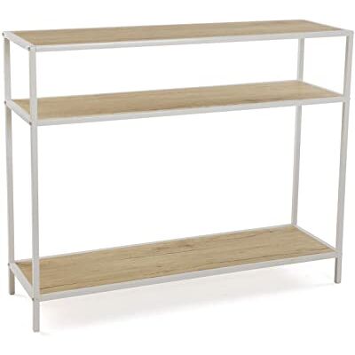 Versa Berlin Smal entree meubel voor hal of hal met onderste plank, afmetingen (H x L x B) 80 x 30 x 100 cm, hout en metaal, kleur bruin en wit Versa Berlin Smal entree meubel voor hal of hal met onderste plank, afmetingen (H x L x B) 80 x 30 x 100 cm, hout en metaal, kleur bruin en wit