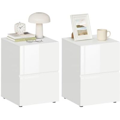EUGAD Set van 2 nachtkastjes met 2 glanzende stroken, nachtkastjes met grote opbergruimte, 40 x 40 x 58 cm, moderne bijzettafel voor slaapkamer, woonkamer, hoek, wit, 0182ZZ-2 EUGAD Set van 2 nachtkastjes met 2 glanzende stroken, nachtkastjes met grote opbergruimte, 40 x 40 x 58 cm, moderne bijzettafel voor slaapkamer, woonkamer, hoek, wit, 0182ZZ-2