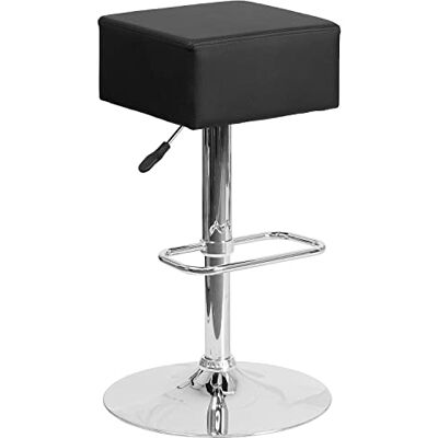 Flash Furniture Moderne barkruk van vinyl met verchroomde basis van metaal, zwart, 73,66 x 50,8 x 36,83 cm Flash Furniture Moderne barkruk van vinyl met verchroomde basis van metaal, zwart, 73,66 x 50,8 x 36,83 cm