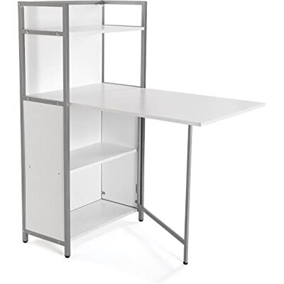 Versa Blumenau Eettafel met legplank voor keuken, terras, tuin of eetkamer, inklapbaar werkblad, afmetingen (H x B x B) 120 x 30 x 62 cm, hout, pvc en metaal, wit Versa Blumenau Eettafel met legplank voor keuken, terras, tuin of eetkamer, inklapbaar werkblad, afmetingen (H x B x B) 120 x 30 x 62 cm, hout, pvc en metaal, wit