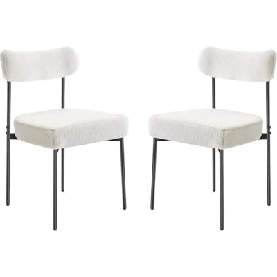 VEVOR Set van 2 moderne sherpa-eetkamerstoelen uit het midden van de eeuw, gestoffeerde bijzetstoelen voor eettafel, keukentafelstoel met gebogen rugleuning en poten van VEVOR Set van 2 moderne sherpa-eetkamerstoelen uit het midden van de eeuw, gestoffeerde bijzetstoelen voor eettafel, keukentafelstoel met gebogen rugleuning en poten van
